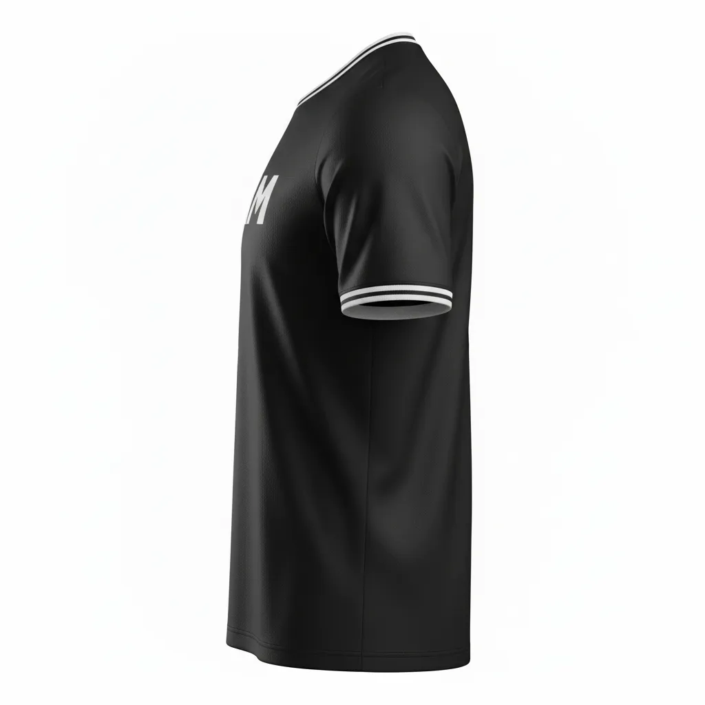 Custom Soccer Round Neck Soccer Jersey - Black, White - Minimalist - Side View - Kinexa Sportswear