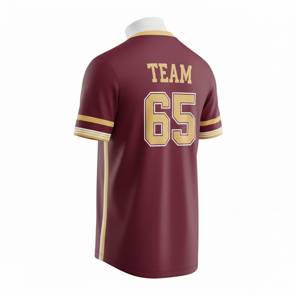 Custom Soccer Round Neck Soccer Jersey - Burgundy, Gold, White - Classic - Back View - Kinexa Sportswear
