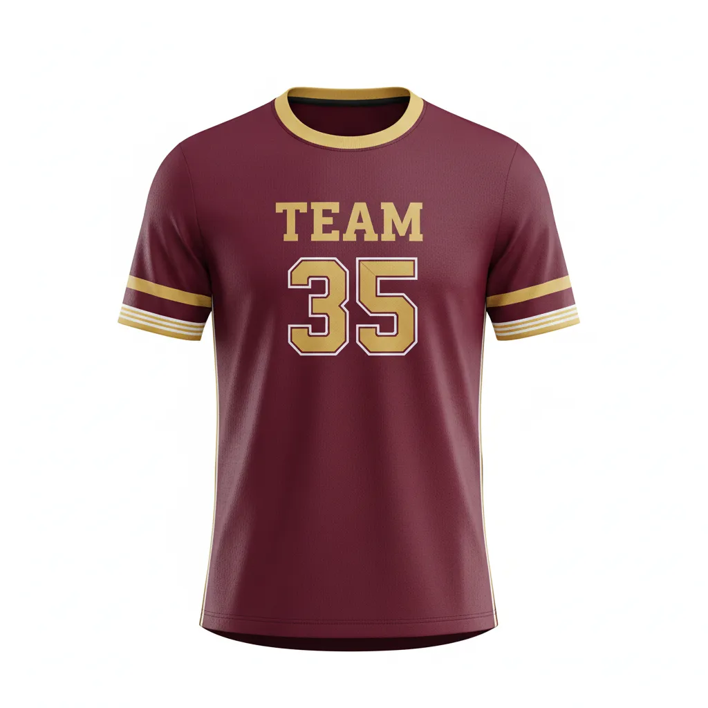 Custom Soccer Round Neck Soccer Jersey - Burgundy, Gold, White - Classic - Front View - Kinexa Sportswear