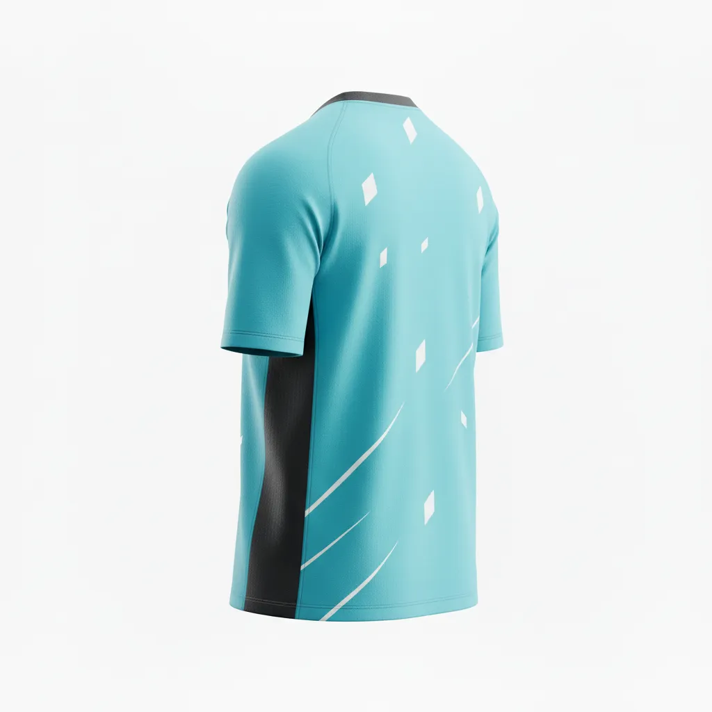 Custom Soccer Short Sleeve Training Shirt - White - Aqua Minimalist - Back View - Kinexa Sportswear