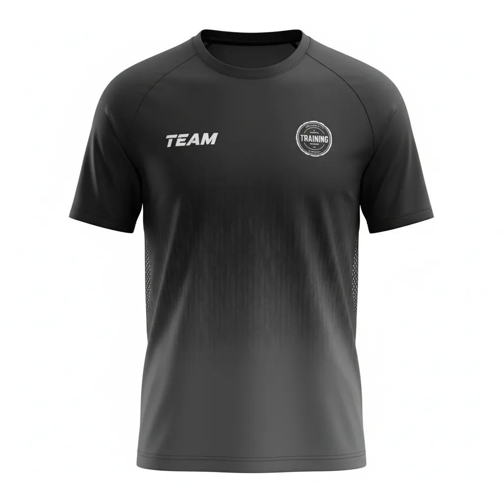 Custom Soccer Short Sleeve Training Shirt - Black, Grey - Gradient - Front View - Kinexa Sportswear