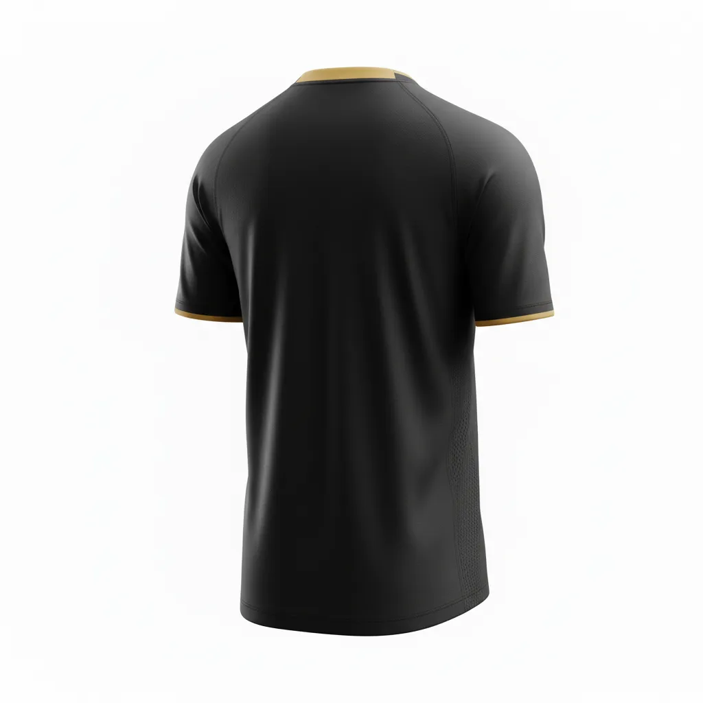 Custom Soccer Short Sleeve Training Shirt - Black, Gold - Vegas Diagonal Sash - Back View - Kinexa Sportswear
