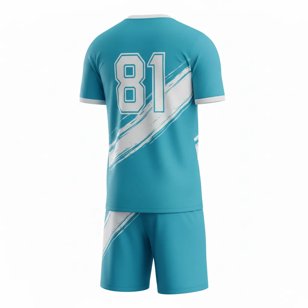 Custom Soccer Standard Soccer Uniform - White - Aqua Wave Gradient - Back View - Kinexa Sportswear