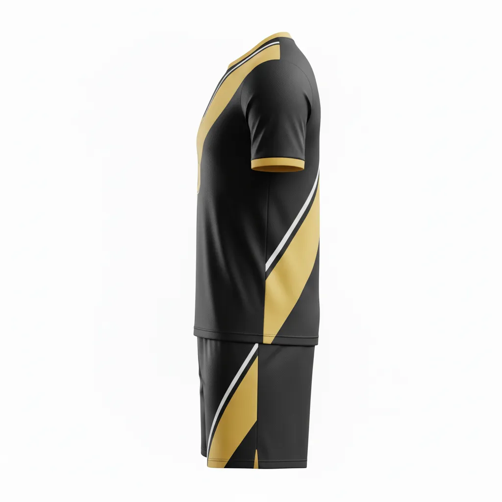 Custom Soccer Standard Soccer Uniform - Black, Gold, White - Vegas - Back View - Kinexa Sportswear
