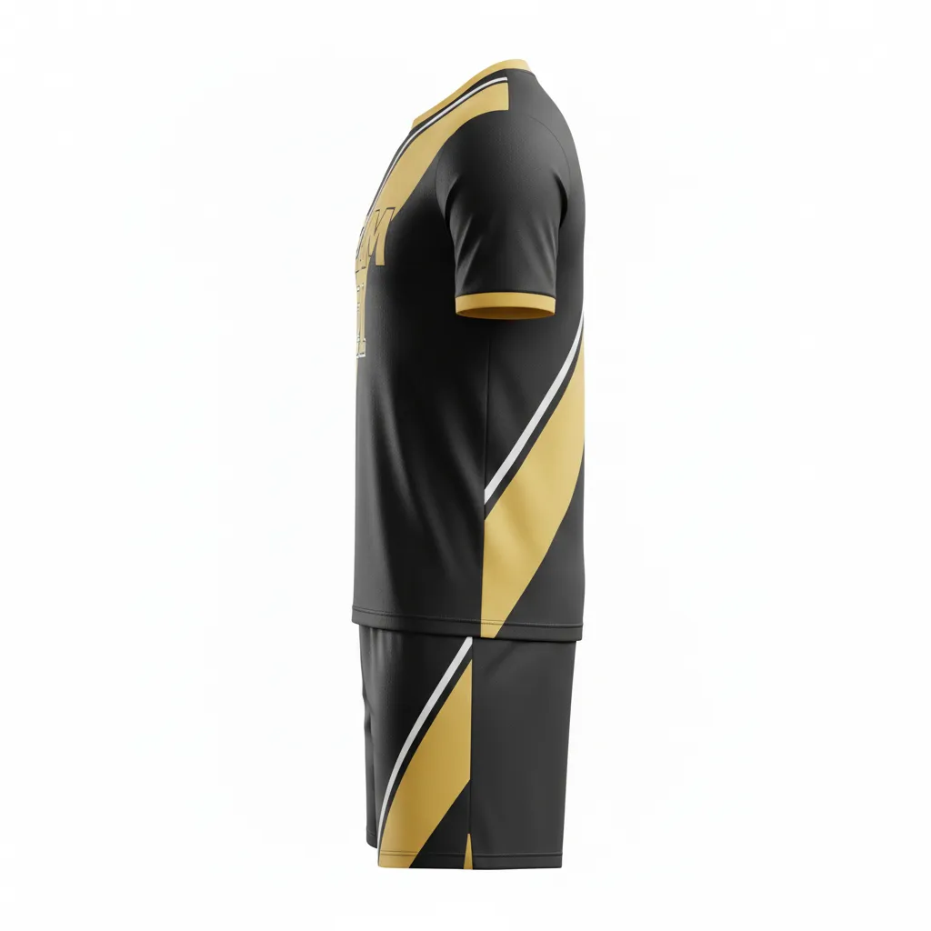 Custom Soccer Standard Soccer Uniform - Black, Gold, White - Vegas - Side View - Kinexa Sportswear