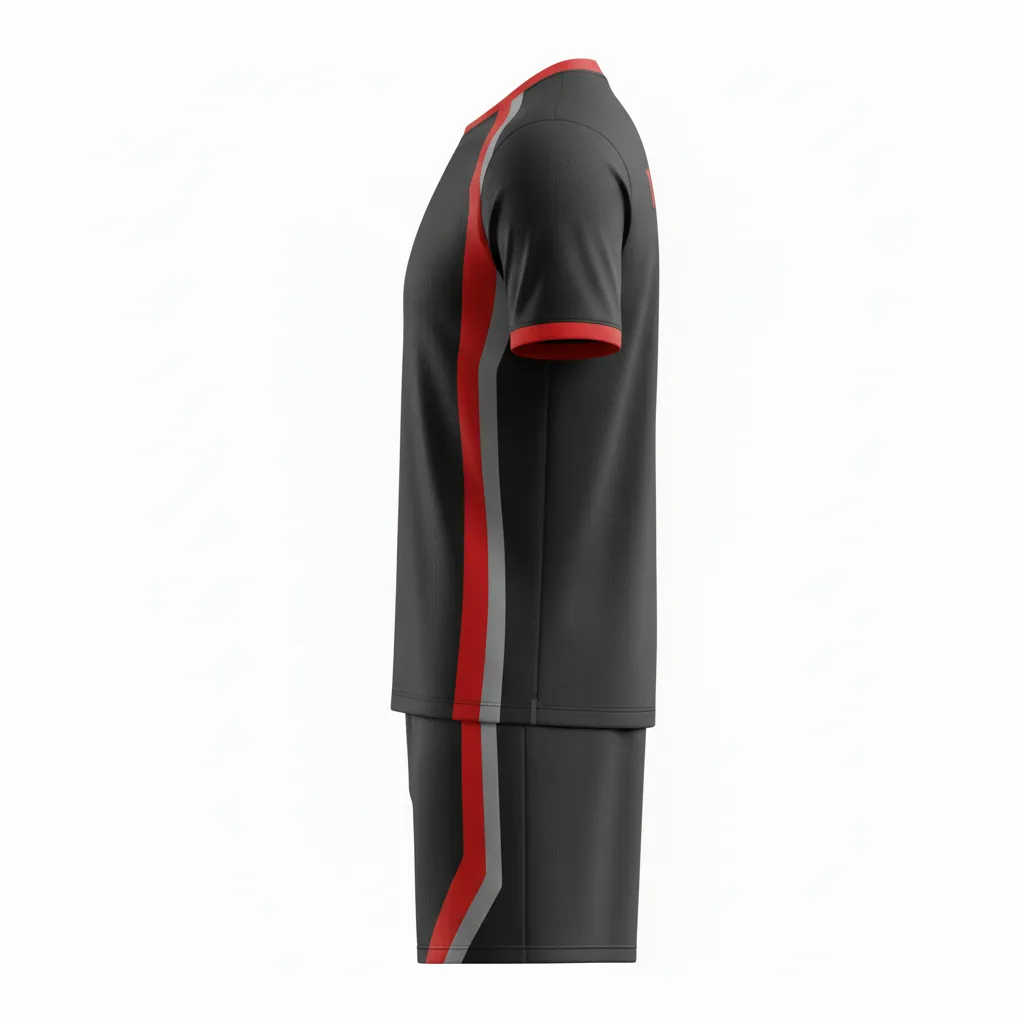 Custom Soccer Standard Soccer Uniform - Black, Red, Grey - Modern Tech - Back View - Kinexa Sportswear