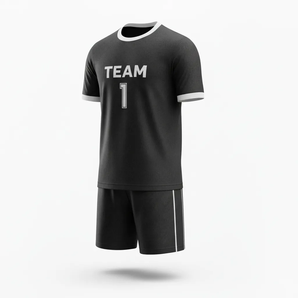 Custom Soccer Standard Soccer Uniform - Black, White - Minimalist - Front View - Kinexa Sportswear