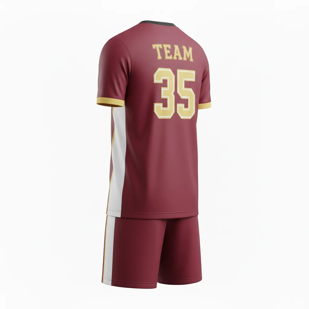 Custom Soccer Standard Soccer Uniform - Burgundy, Gold, White - Classic - Back View - Kinexa Sportswear