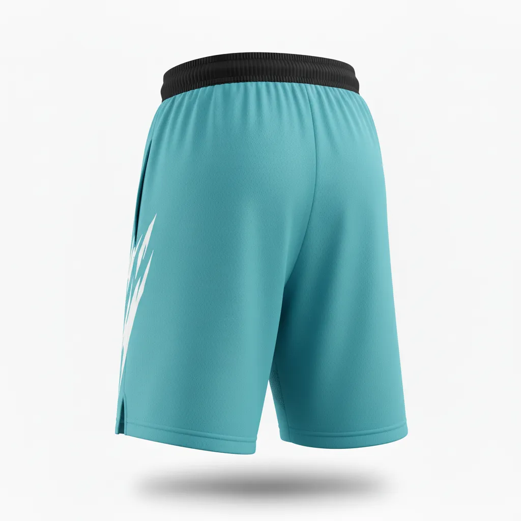 Custom Soccer Training Shorts - White - Aqua Minimalist - Back View - Kinexa Sportswear