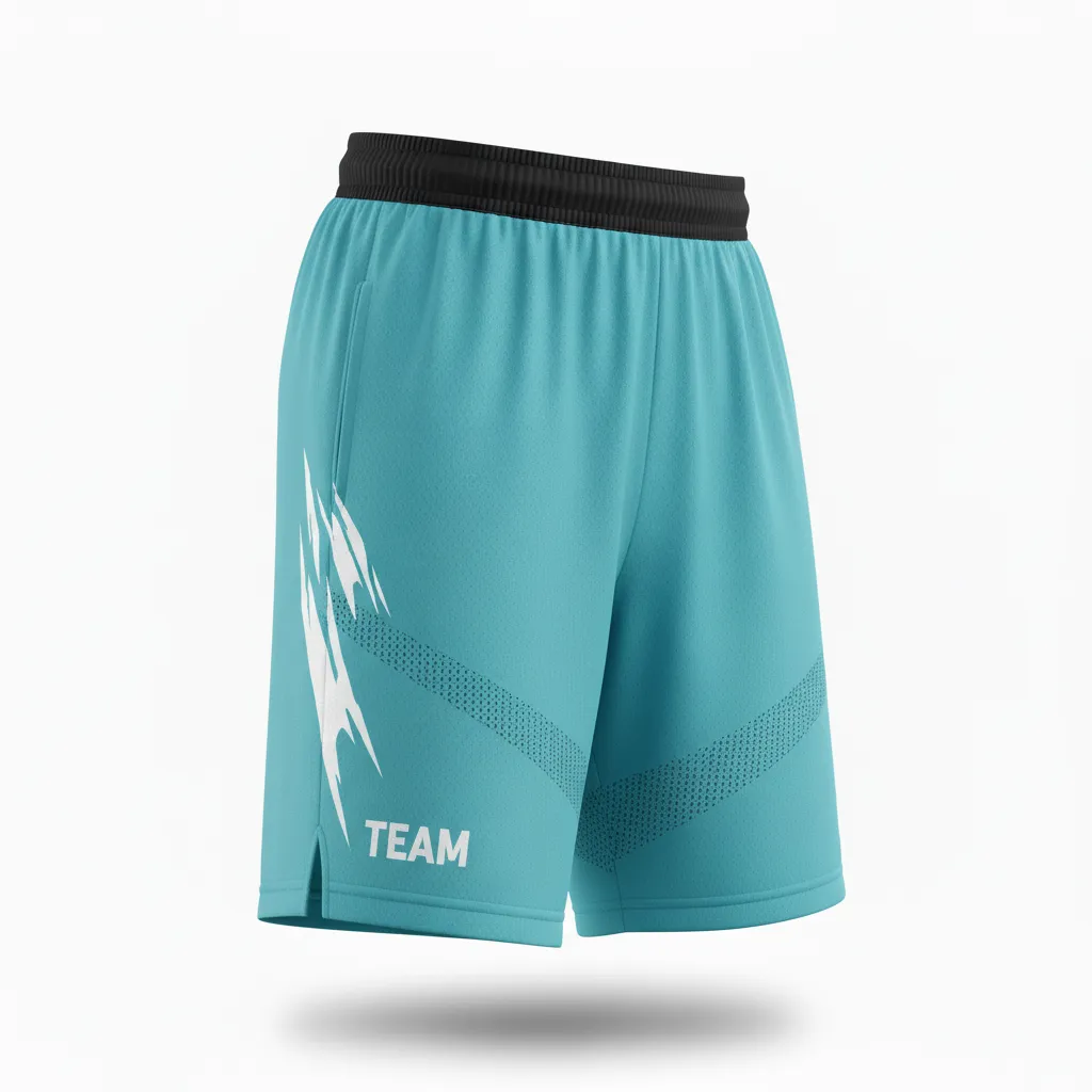 Custom Soccer Training Shorts - White - Aqua Minimalist - Front View - Kinexa Sportswear