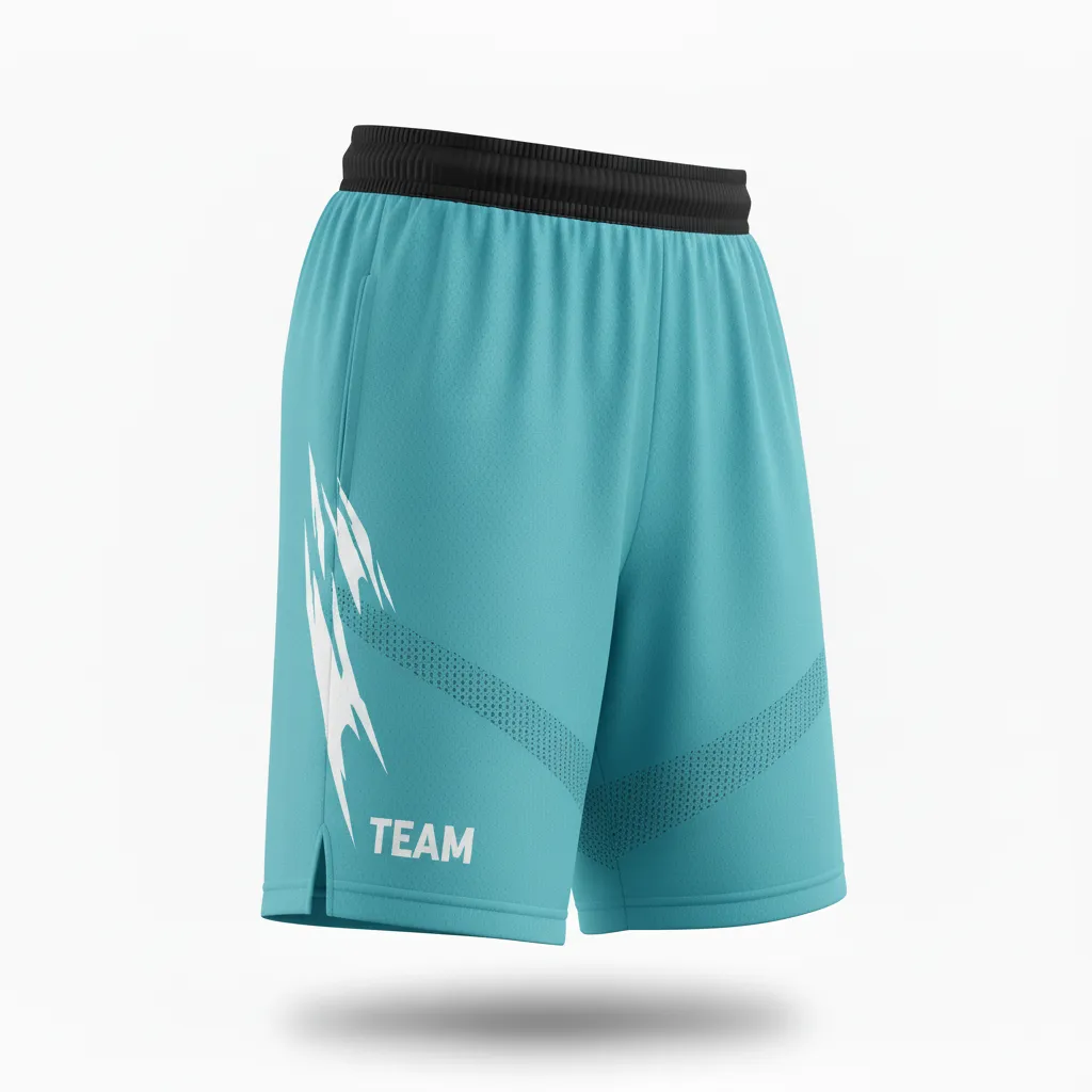 Custom Soccer Training Shorts - White - Aqua Minimalist - Side View - Kinexa Sportswear