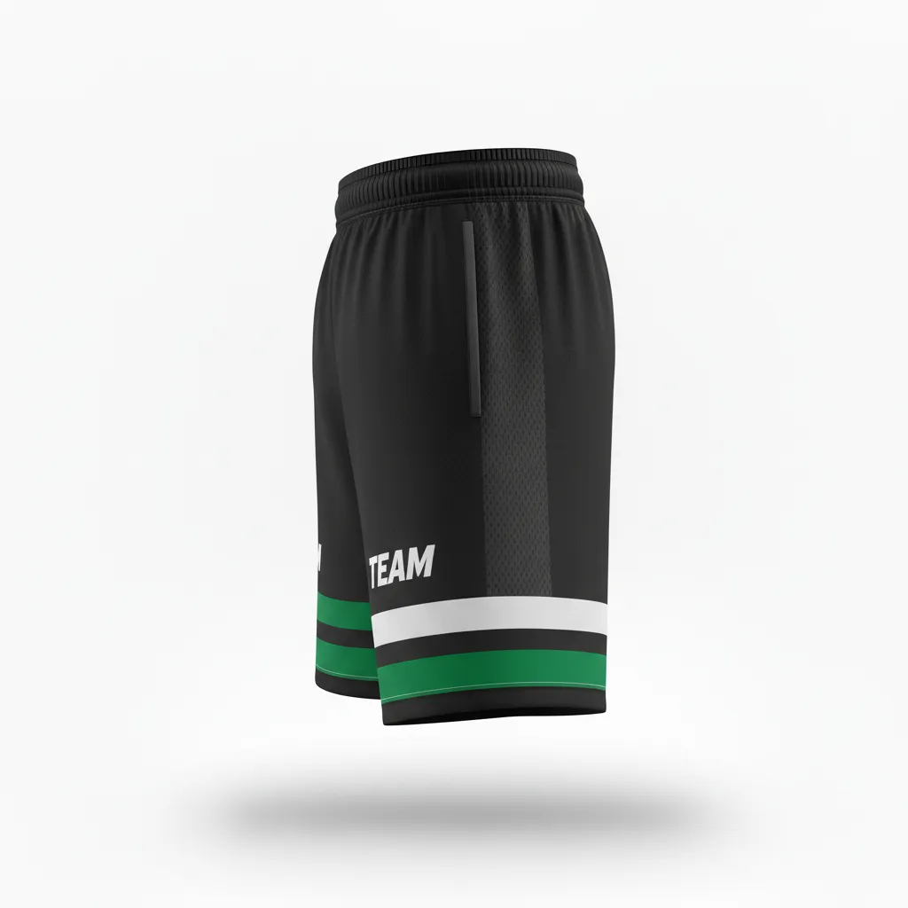 Custom Soccer Training Shorts - Black, Grey - Gradient - Side View - Kinexa Sportswear