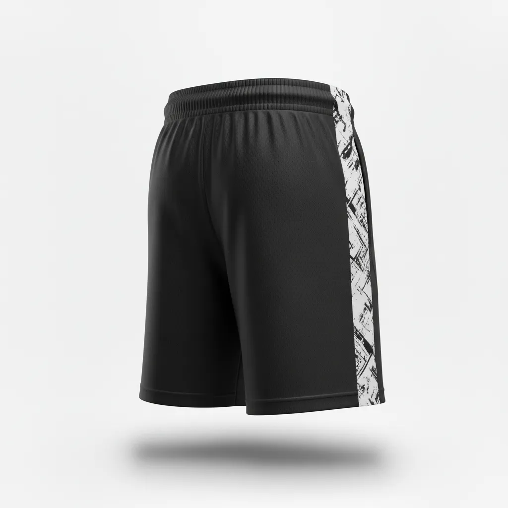 Custom Soccer Training Shorts - Black, White - Split - Back View - Kinexa Sportswear