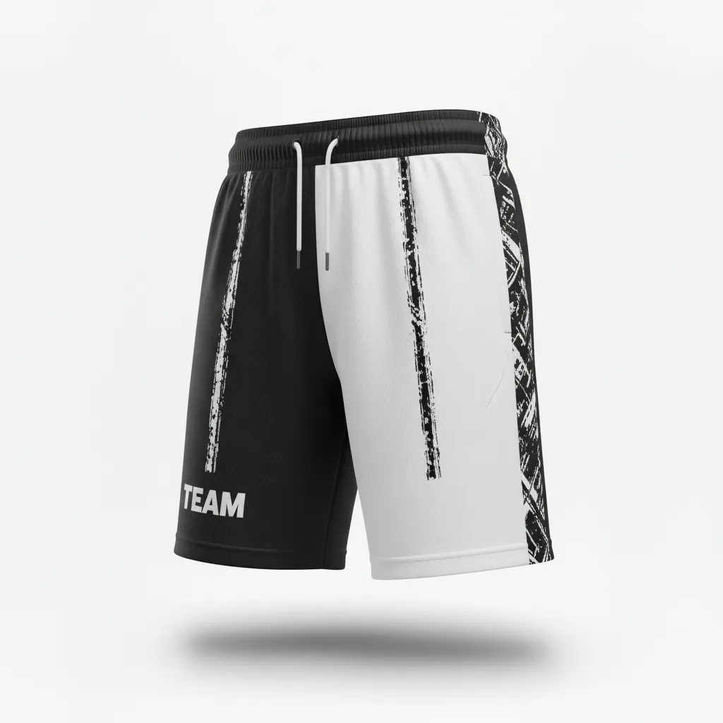 Custom Soccer Training Shorts - Black, White - Split - Front View - Kinexa Sportswear