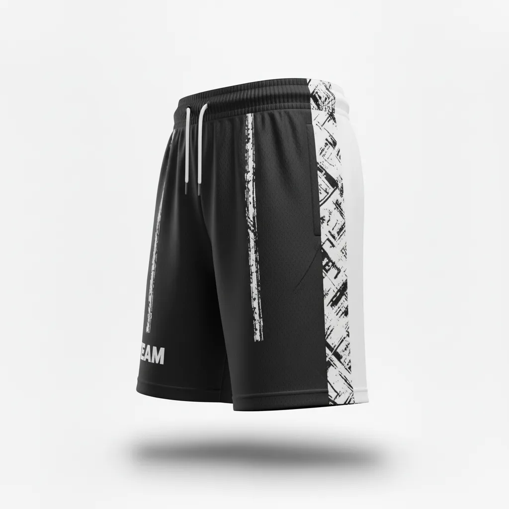 Custom Soccer Training Shorts - Black, White - Split - Side View - Kinexa Sportswear