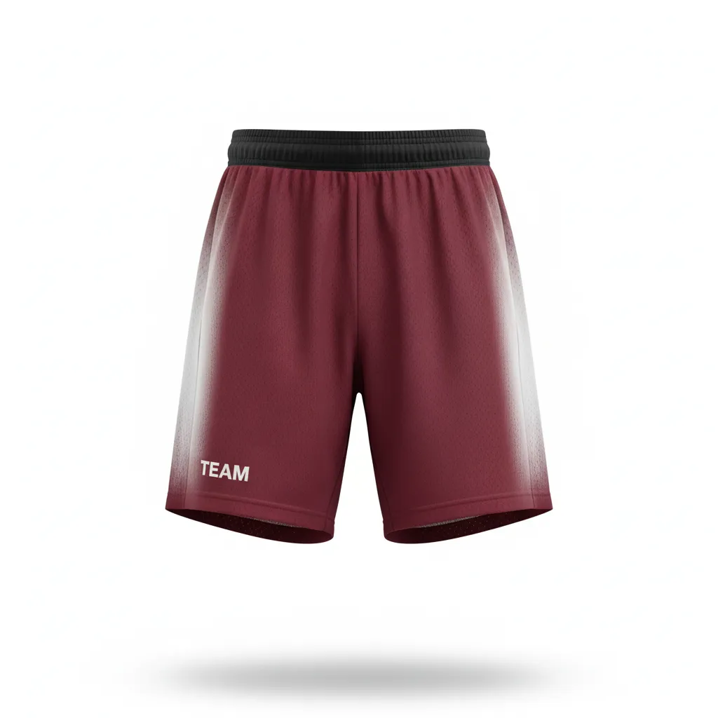 Custom Soccer Training Shorts - Burgundy, White - Gradient - Front View - Kinexa Sportswear