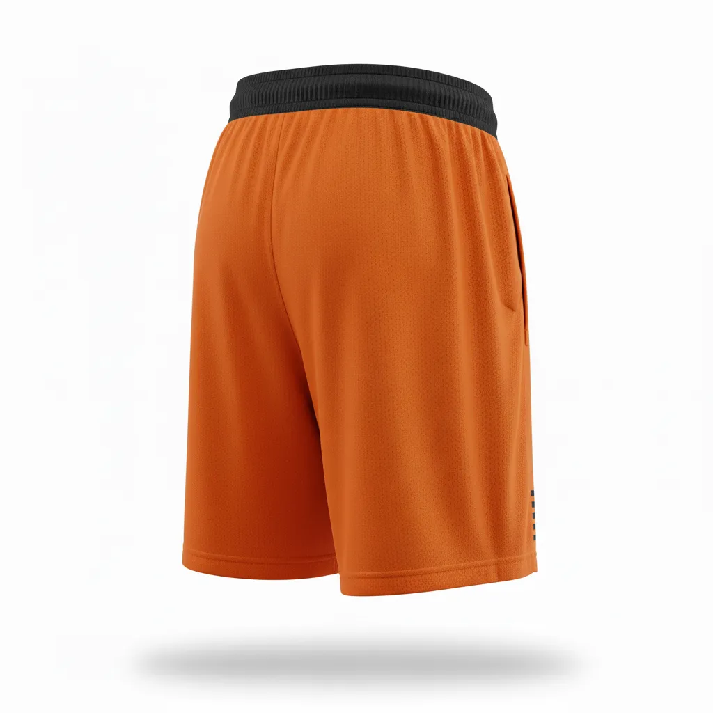 Custom Soccer Training Shorts - Burnt, Orange, Black - Horizontal Stripes - Back View - Kinexa Sportswear