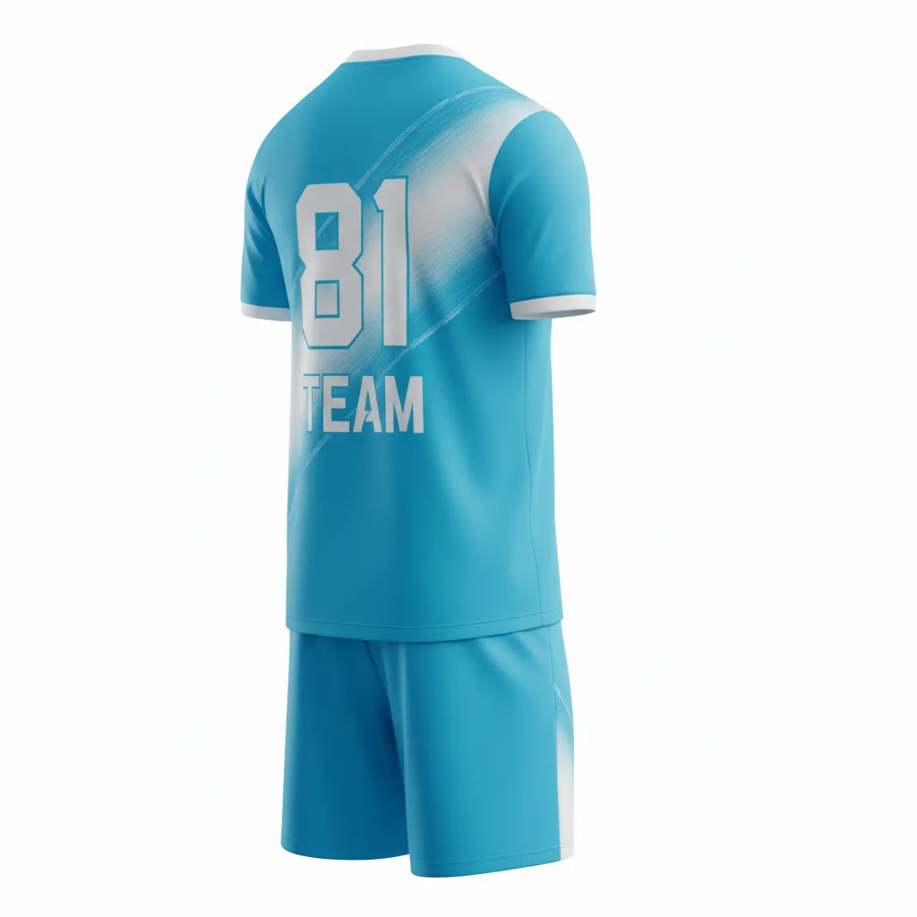 Custom Soccer V Neck Soccer Uniform - White - Aqua Wave Gradient - Back View - Kinexa Sportswear