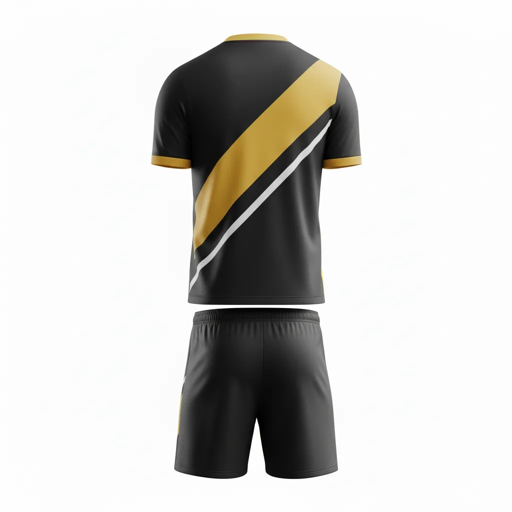 Custom Soccer V Neck Soccer Uniform - Black, Gold, White - Vegas Slash - Back View - Kinexa Sportswear