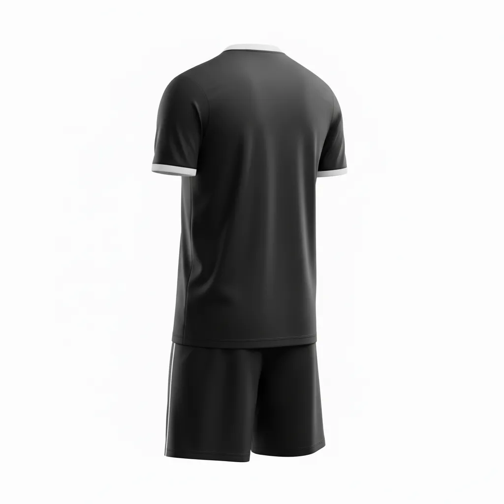 Custom Soccer V Neck Soccer Uniform - Black, White - Minimalist Clean - Back View - Kinexa Sportswear