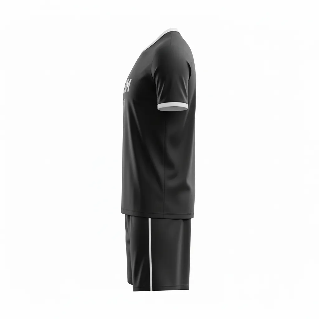 Custom Soccer V Neck Soccer Uniform - Black, White - Minimalist Clean - Side View - Kinexa Sportswear