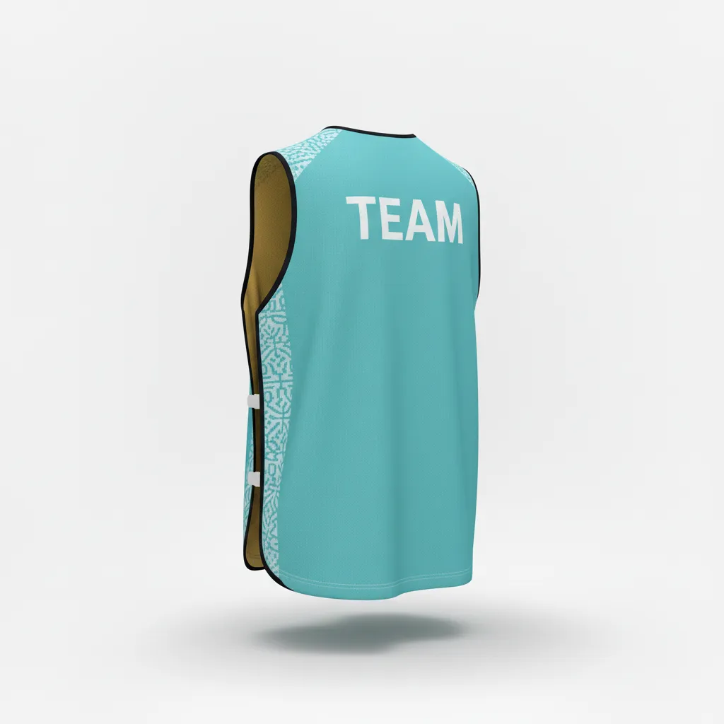 Custom Soccer Warmup Bib - White - Aqua Minimalist - Back View - Kinexa Sportswear
