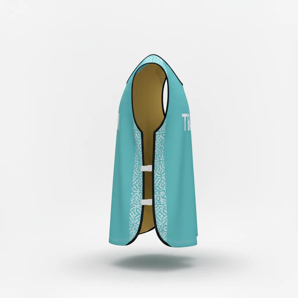 Custom Soccer Warmup Bib - White - Aqua Minimalist - Side View - Kinexa Sportswear