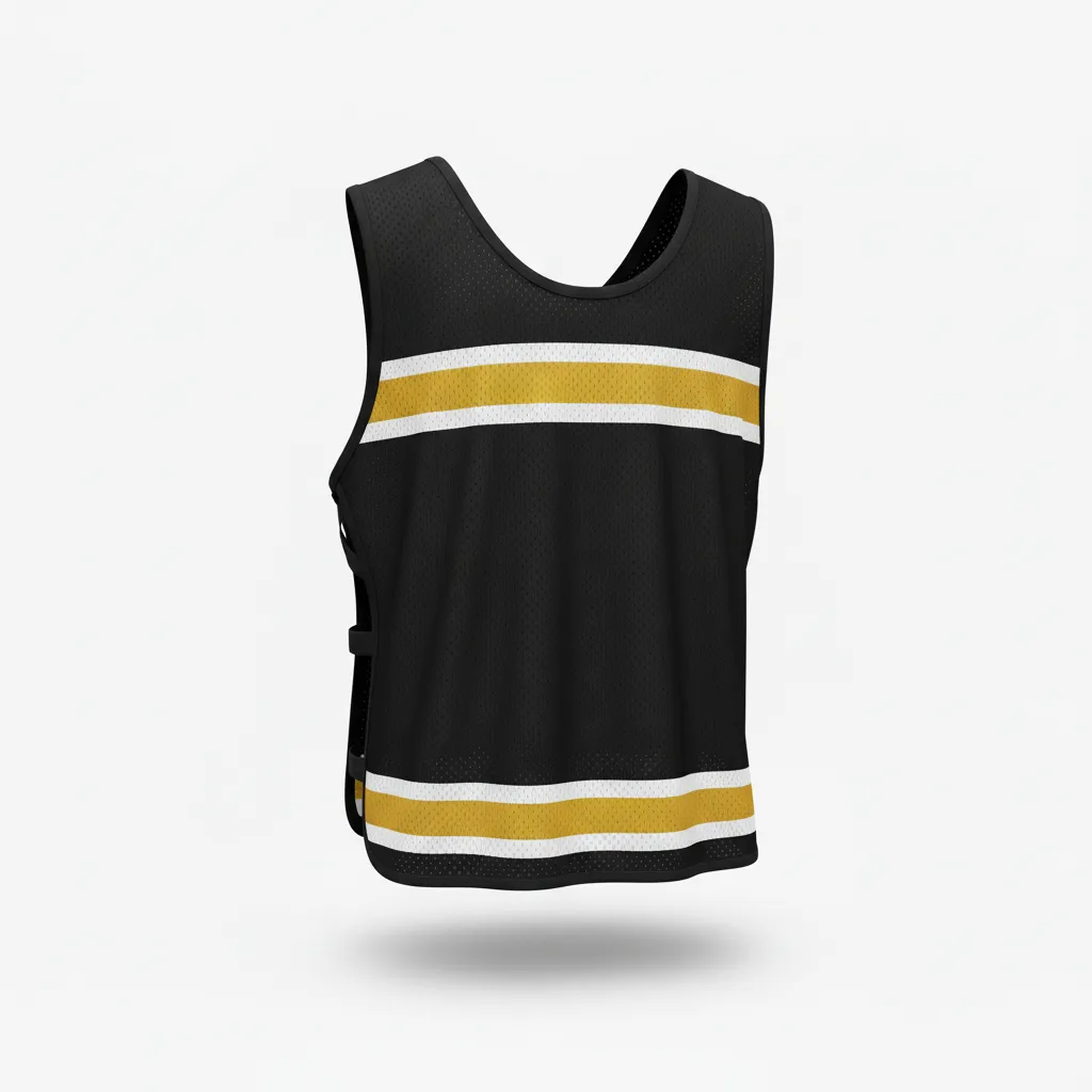 Custom Soccer Warmup Bib - Black, Gold, White - Tricolor - Back View - Kinexa Sportswear