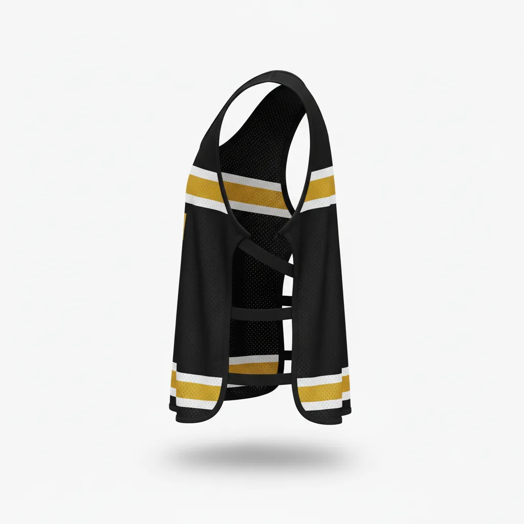 Custom Soccer Warmup Bib - Black, Gold, White - Tricolor - Side View - Kinexa Sportswear