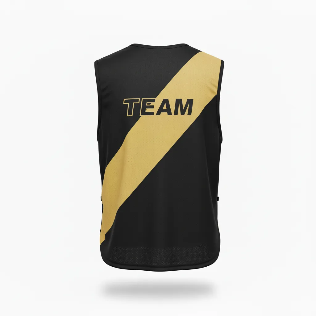 Custom Soccer Warmup Bib - Black, Gold - Vegas Diagonal Sash - Back View - Kinexa Sportswear