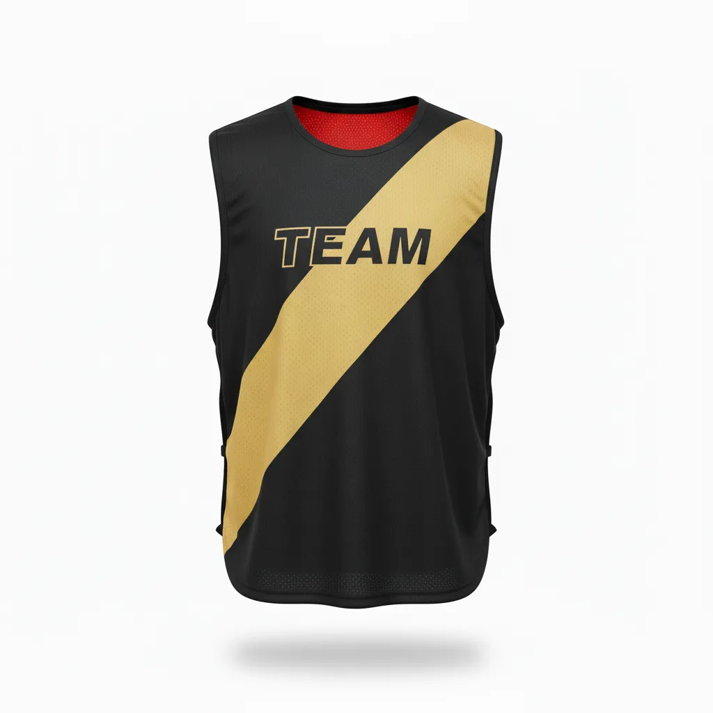 Custom Soccer Warmup Bib - Black, Gold - Vegas Diagonal Sash - Front View - Kinexa Sportswear