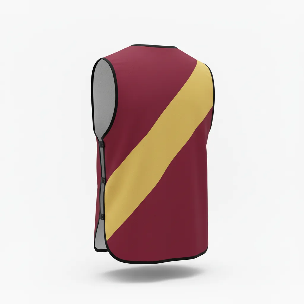 Custom Soccer Warmup Bib - Burgundy, Gold - Diagonal Sash - Back View - Kinexa Sportswear