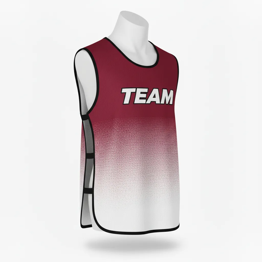 Custom Soccer Warmup Bib - Burgundy, White - Gradient - Front View - Kinexa Sportswear