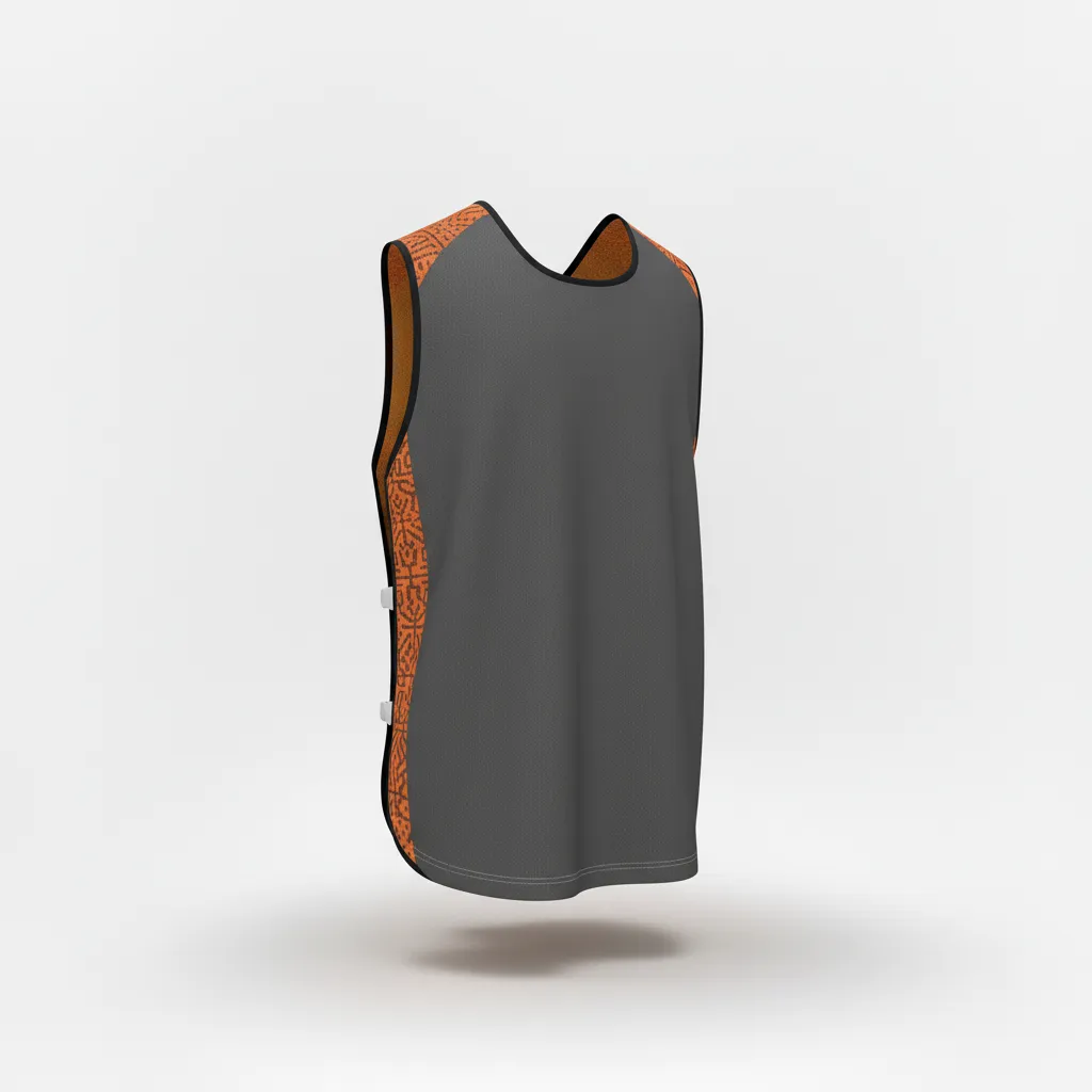 Custom Soccer Warmup Bib - Orange - Charcoal Neon Geometric - Back View - Kinexa Sportswear
