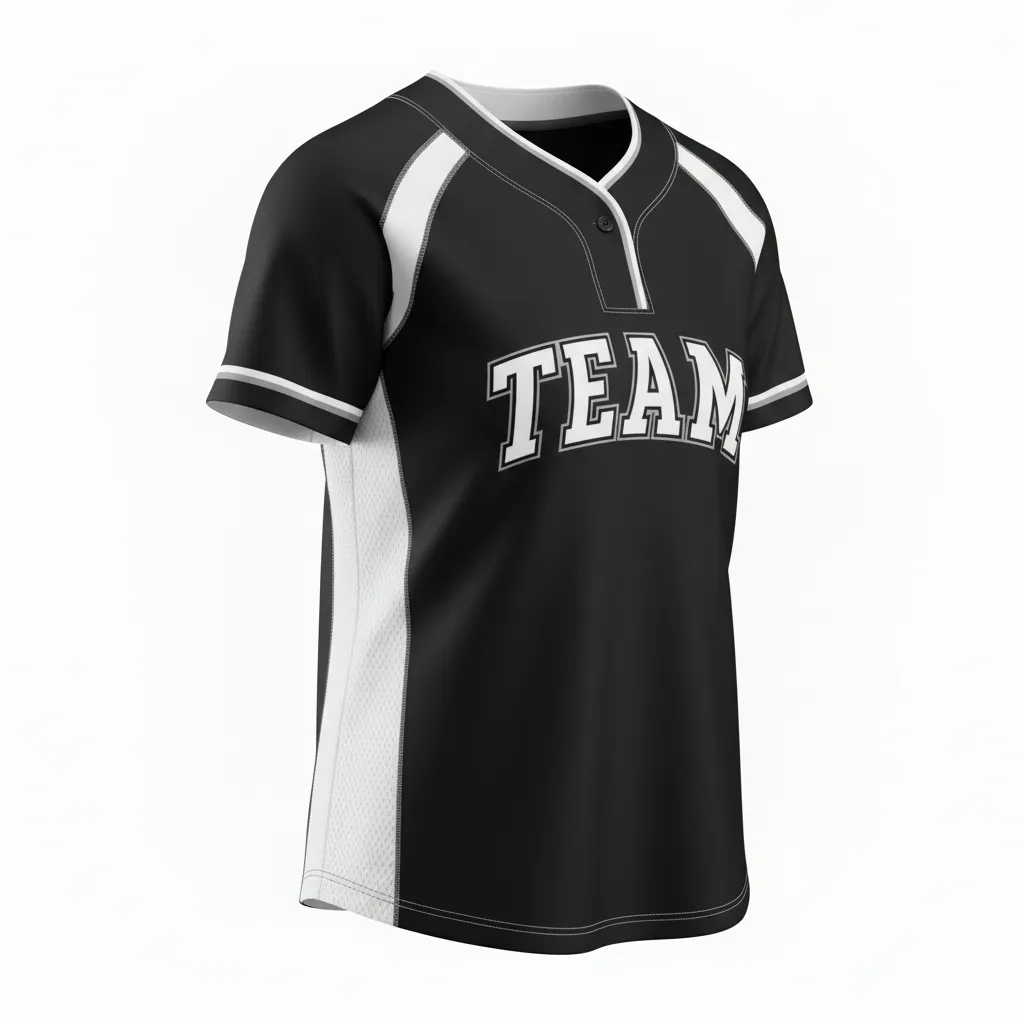 Custom Softball 2 Button Softball Jersey - Custom Design - Twobuttonjersey Blackwhitegrey - Back View - Kinexa Sportswear