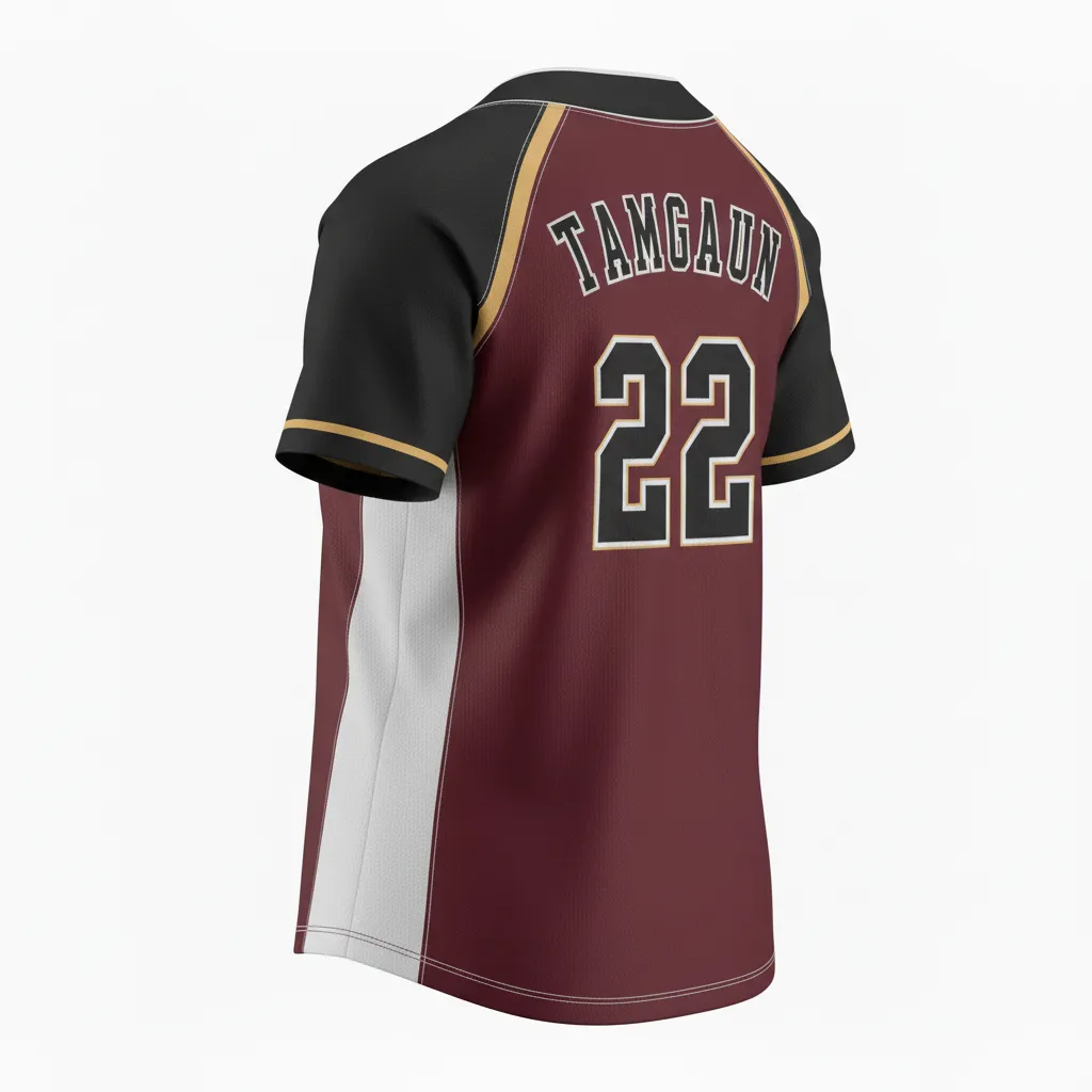 Custom Softball 2 Button Softball Jersey - Custom Design - Twobuttonjersey Cardinalblackwhite - Back View - Kinexa Sportswear