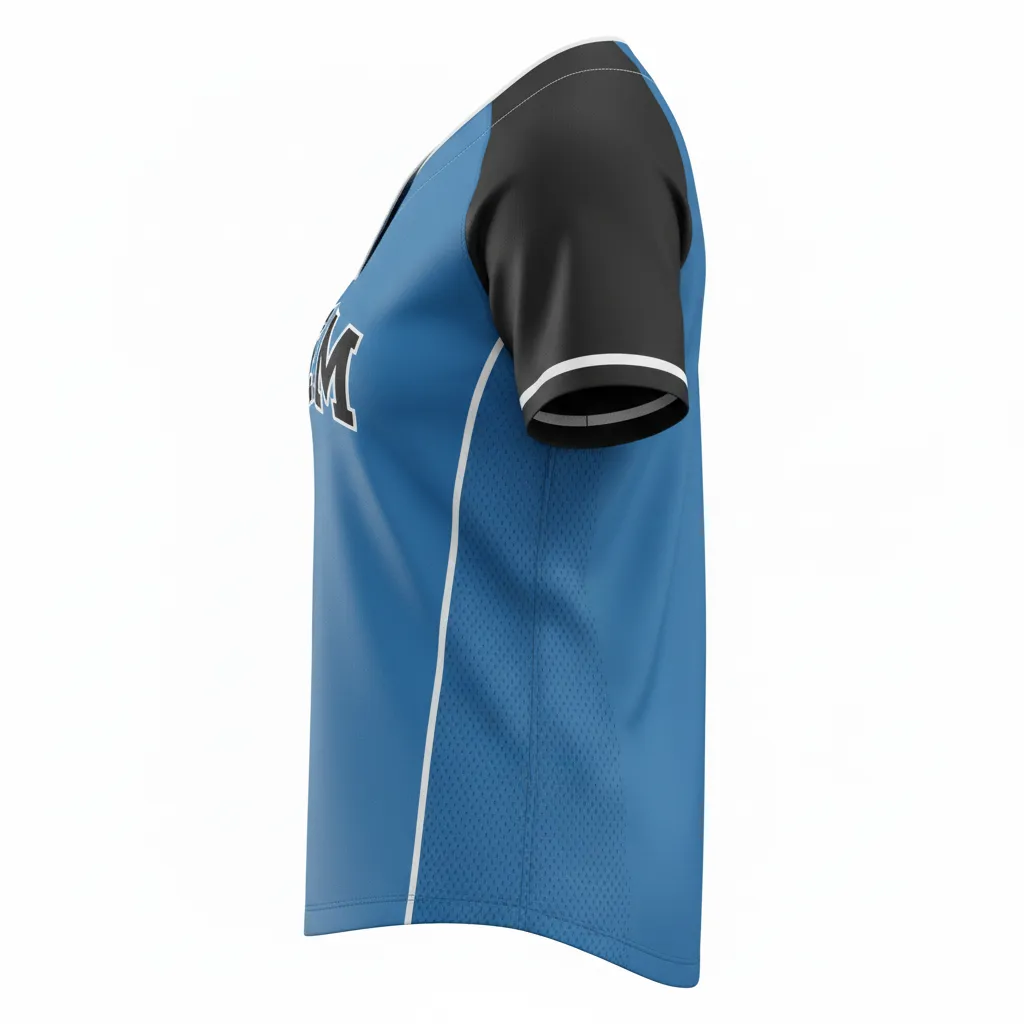 Custom Softball 2 Button Softball Jersey - Custom Design - Twobuttonjersey Columbiablackwhite - Side View - Kinexa Sportswear