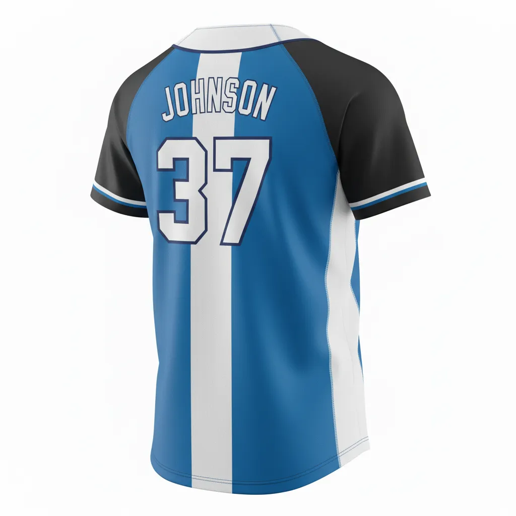 Custom Softball 2 Button Softball Jersey - Custom Design - Twobuttonjersey Columbiawhitenavy - Back View - Kinexa Sportswear