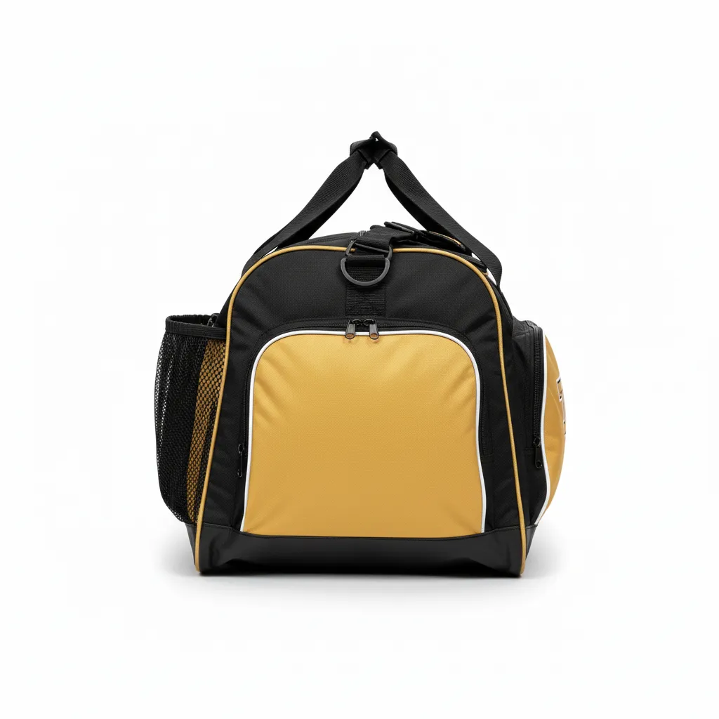 Custom Softball Backpack - Custom Design - Equipmentbag Blackgoldwhite - Side View - Kinexa Sportswear