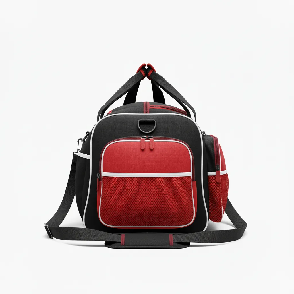 Custom Softball Backpack - Custom Design - Equipmentbag Blackredwhite - Side View - Kinexa Sportswear