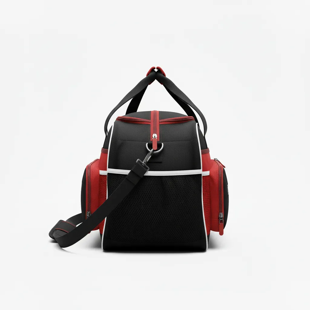 Custom Softball Backpack - Custom Design - Equipmentbag Blacksilverwhite - Side View - Kinexa Sportswear