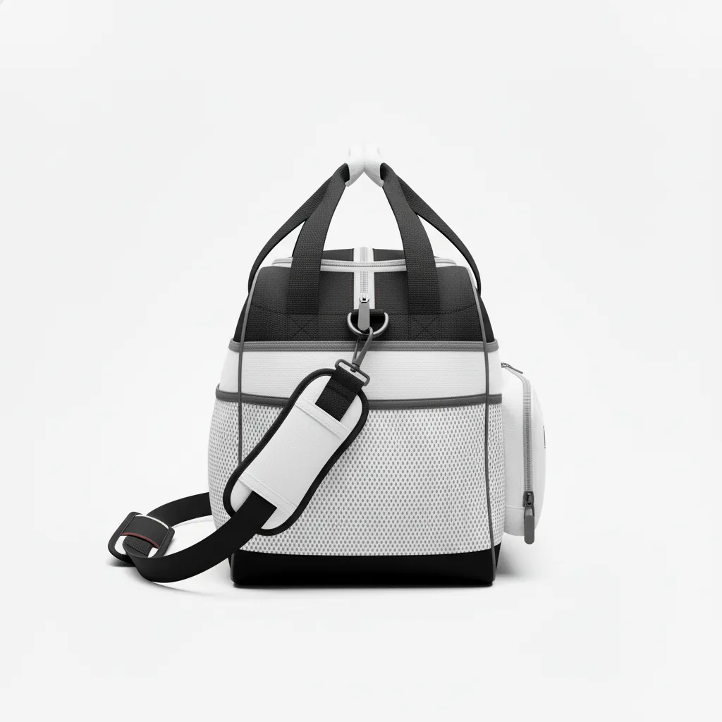 Custom Softball Backpack - Custom Design - Equipmentbag Blackwhitegrey - Side View - Kinexa Sportswear
