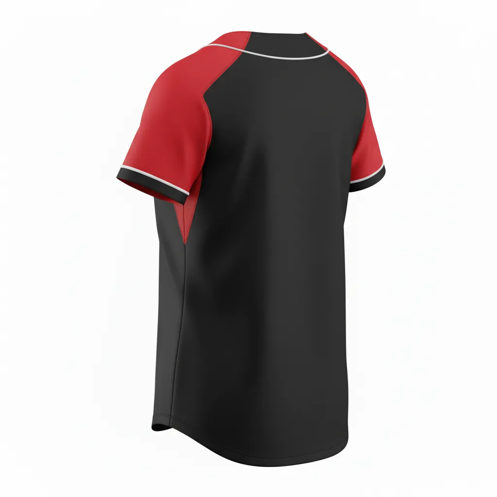 Custom Softball Full Button Softball Jersey - Custom Design - Fullbuttonjersey Blackredwhite - Back View - Kinexa Sportswear