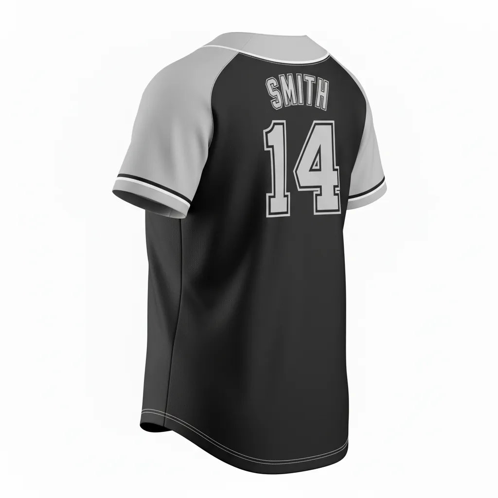 Custom Softball Full Button Softball Jersey - Custom Design - Fullbuttonjersey Blacksilverwhite - Back View - Kinexa Sportswear