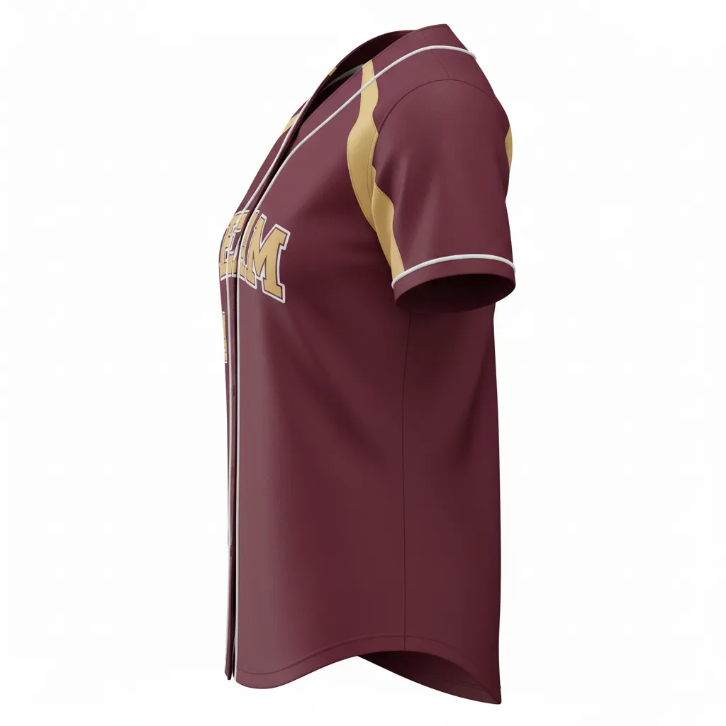 Custom Softball Full-Button Jerseys - Side View - KINEXA
