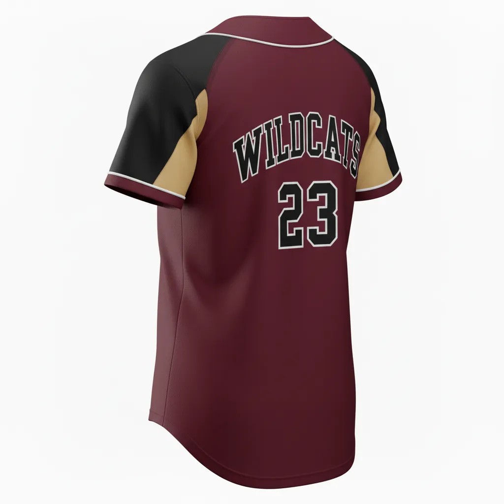 Custom Softball Full Button Softball Jersey - Custom Design - Fullbuttonjersey Cardinalblackwhite - Back View - Kinexa Sportswear