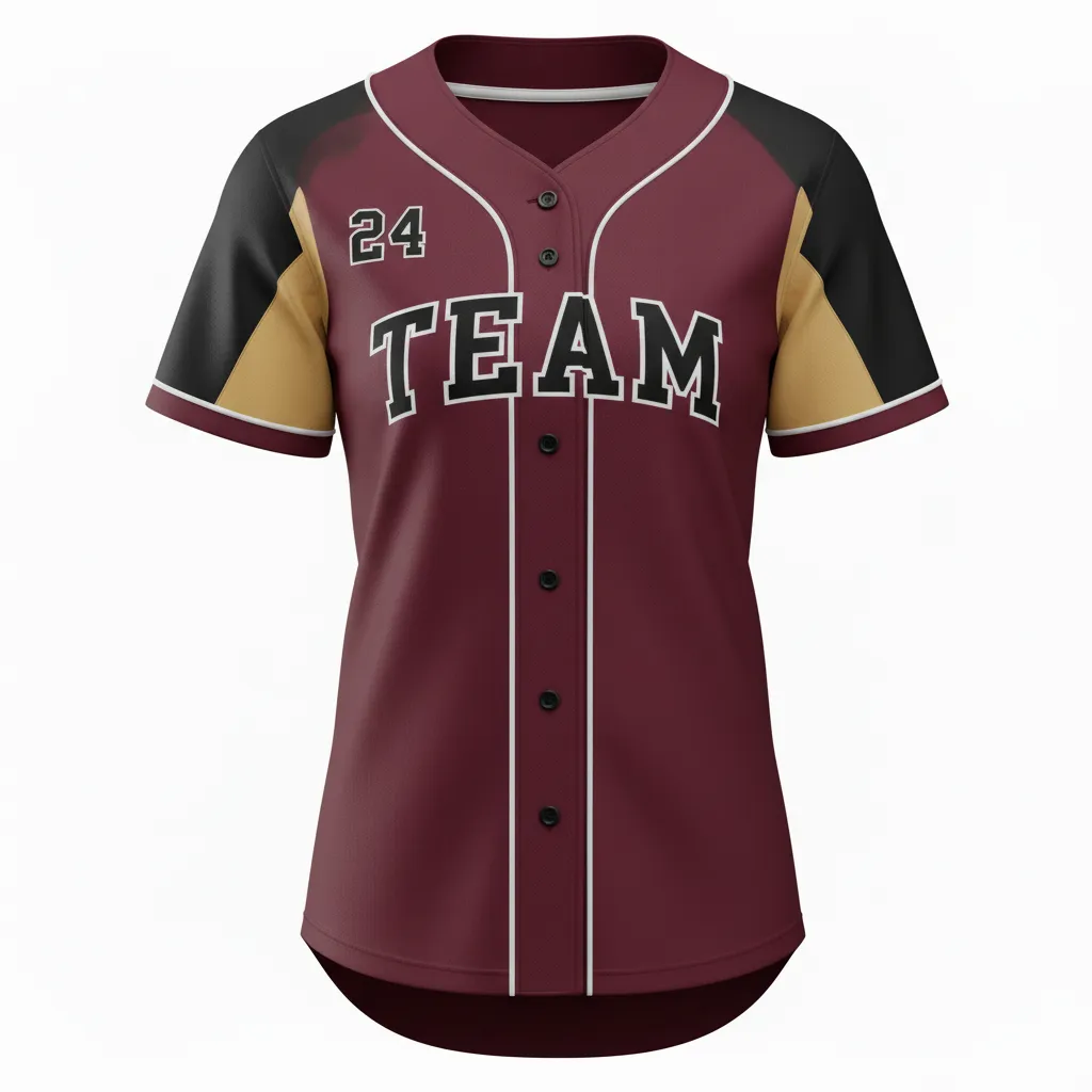Custom Softball Full Button Softball Jersey - Custom Design - Fullbuttonjersey Cardinalblackwhite - Front View - Kinexa Sportswear