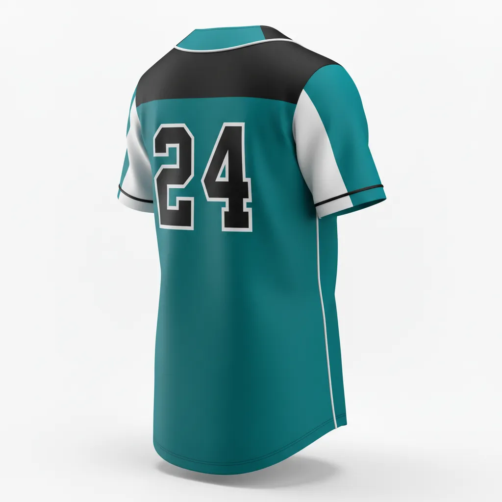 Custom Softball Full Button Softball Jersey - Custom Design - Fullbuttonjersey Columbiablackwhite - Back View - Kinexa Sportswear
