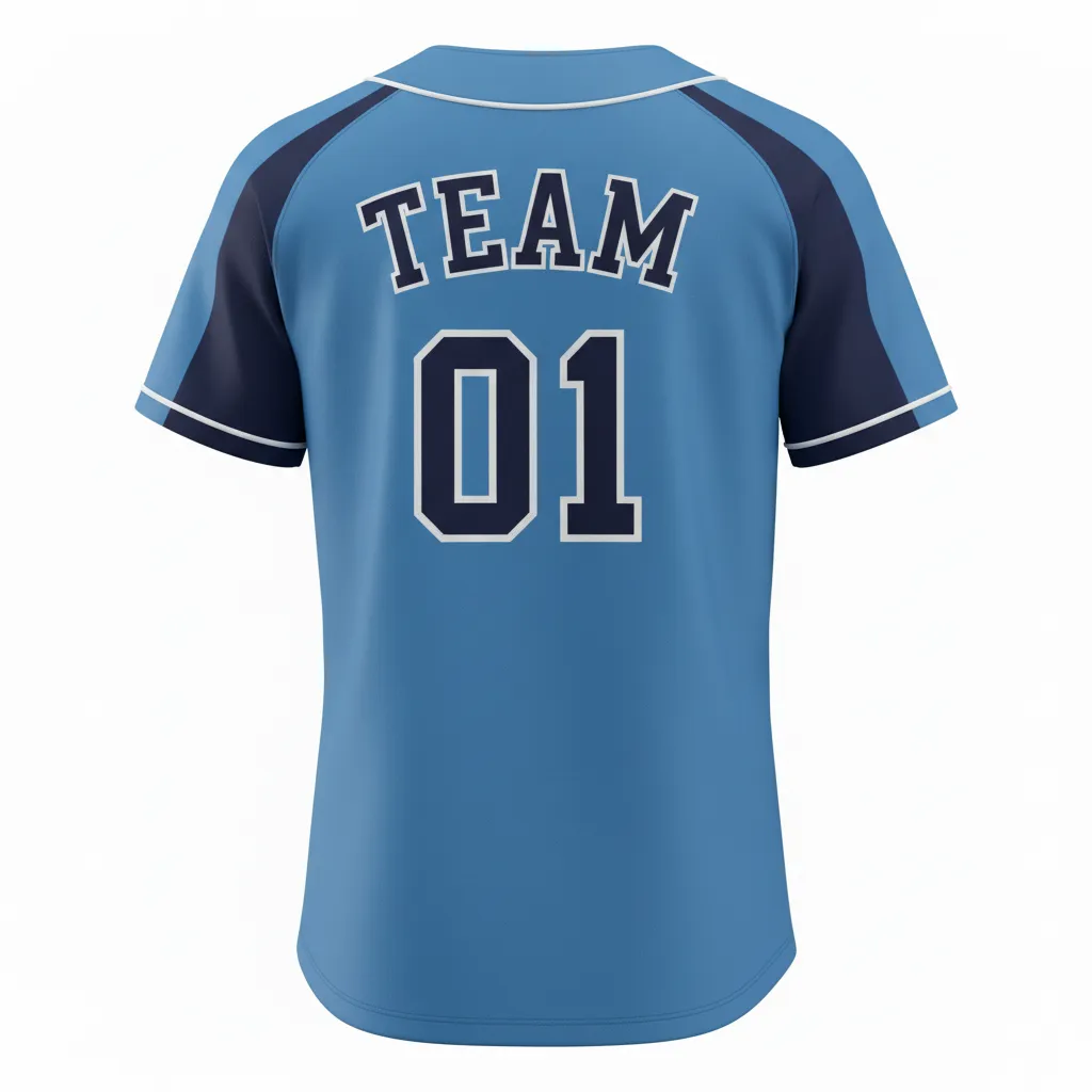 Custom Softball Full Button Softball Jersey - Custom Design - Fullbuttonjersey Columbianavywhite - Back View - Kinexa Sportswear