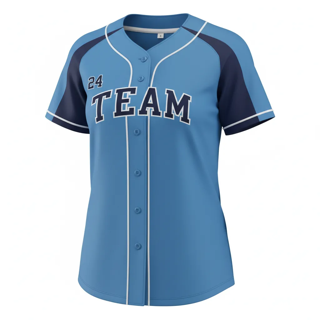 Custom Softball Full Button Softball Jersey - Custom Design - Fullbuttonjersey Columbianavywhite - Front View - Kinexa Sportswear